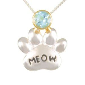 Sterling Silver Cat's Paw Pendant with Sky Blue Topaz